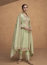 Straight Cut Salwar Suit in Light Pista